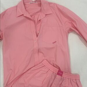 AlexanderWang.t Pink Button-Up Shirt and Shorts Set